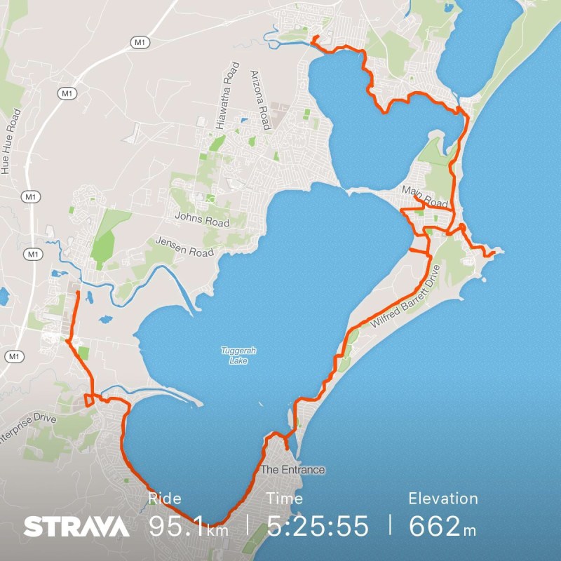 STRAVA Tuggerah to LakeHaven