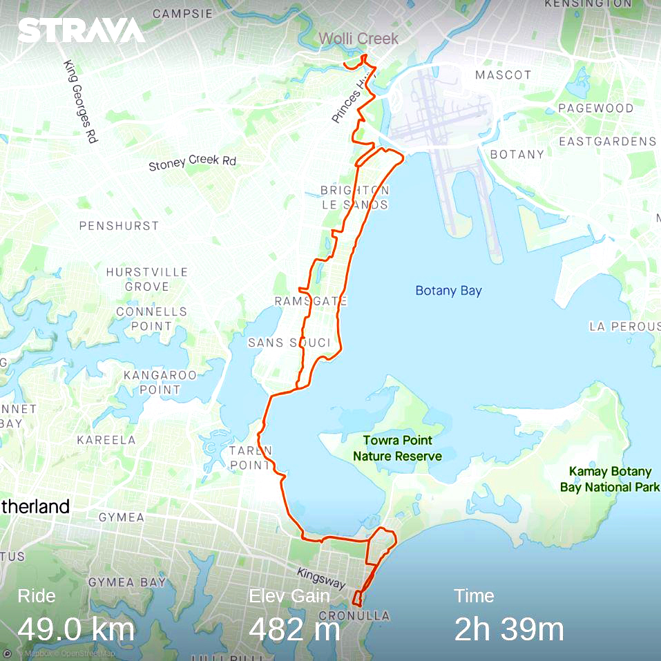 Strava Tempe to Cronulla